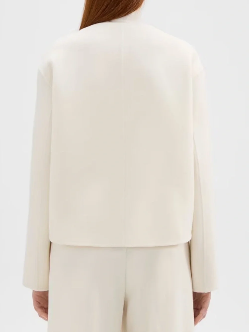 Theory cream ivory rounded crop wool cashmere jacket XS